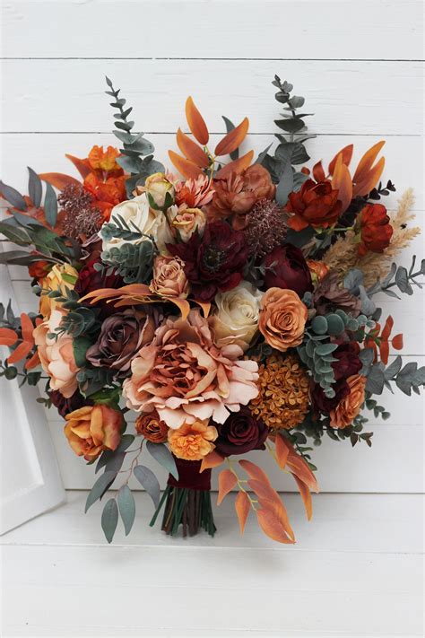 Set Of 3 Rust Burgundy Burnt Orange Rust Peach Flower Arch Arrangement