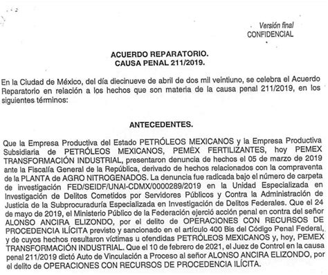 Fgr Compartió Copia Del Acuerdo Reparatorio Con Alonso Ancira Infobae