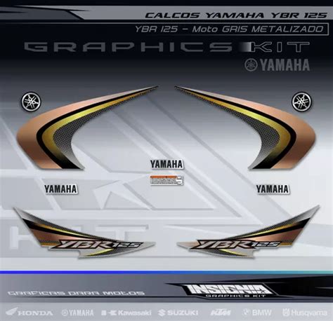 Calcos Yamaha Ybr 125 Moto Gris Insignia Calcos