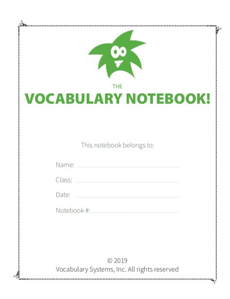 Vocabulary Notebook Template