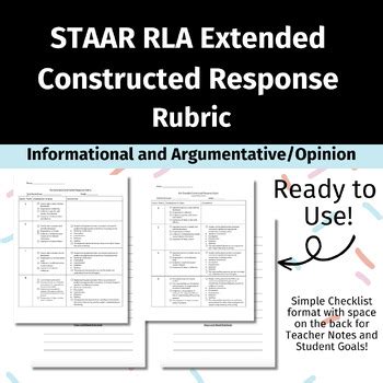 Staar Rla Extended Constructed Response Ecr Rubric By Hlavaty Hlearning