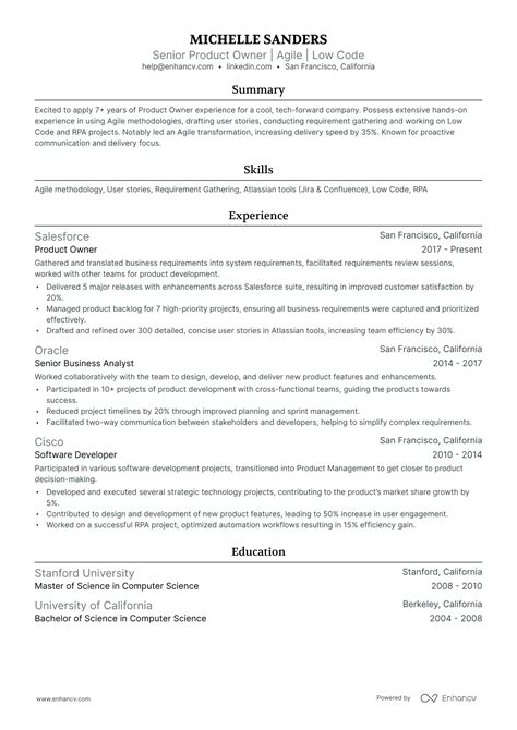 10 Senior Product Owner Resume Examples And Guide For 2025