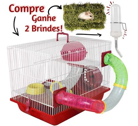 Gaiola Hamster 3 Andares Tubo Super Luxo Brindes Parcelamento Sem Juros