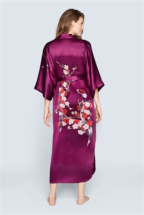 Long Silk Kimono Robe Kimono Online Wearable Art Cherry Blossom