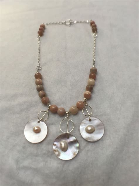 Pearl Blister And Sunstone Necklace 1 Silver 16 12 Long Natural