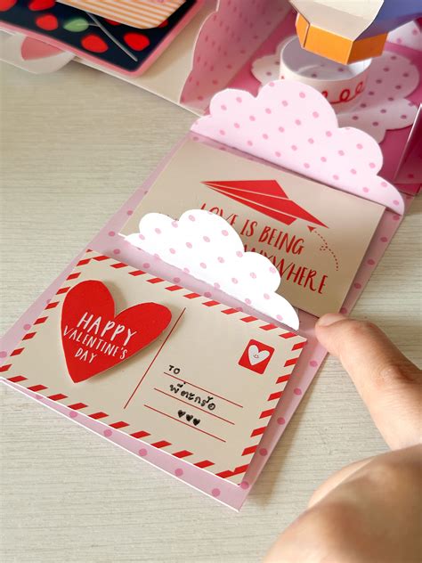 Hot Air Balloon Exploding Gift Box Printable Template For DIY Project Valentine Card PDF