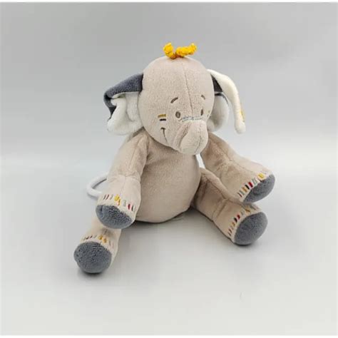 DOUDOU MUSICAL ÉLÉPHANT Bao bleu beige blanc NOUKIE S 20 cm 33681 EUR