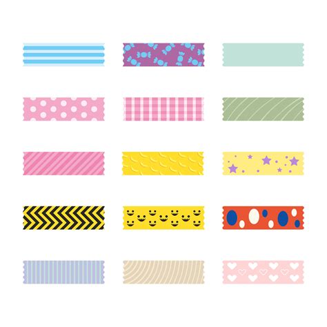 Colored Decorative Tape Washi Sticker Strips For Text Decoration Set