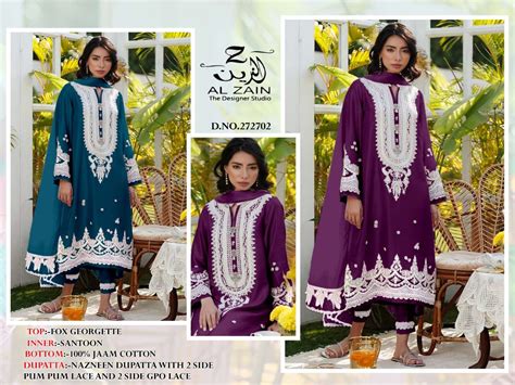 Al Zain Present 272702 Georgette Elegant Full Stitch Pakistani Salwar