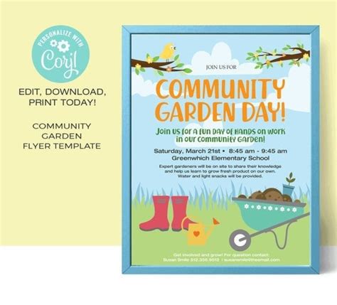 Editable Garden Flyer Community Garden Flyer Template Garden Party