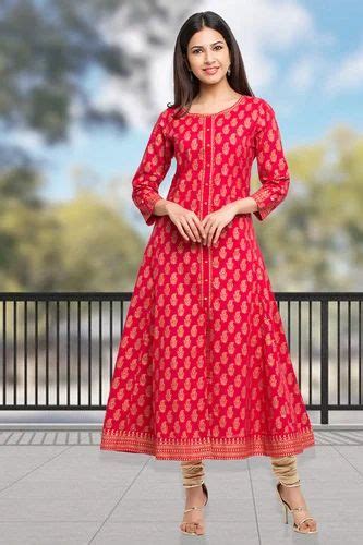 Printed Anarkali Kurta Red At Rs 769 00 Anarkali Kurti Id 2851527813648