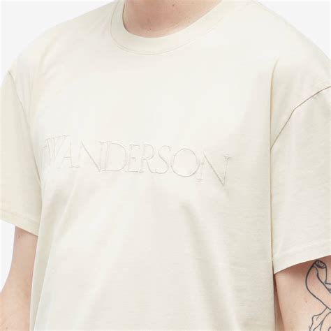 Jw Anderson Men S Embroidered Logo T Shirt In Beige Jw Anderson