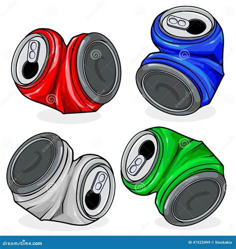 Crushed Tin Cans Of Soda Drinks Vector Illustration Stock Vector