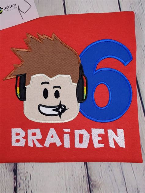 Embroidered Roblox Birthday Shirt Personalized With Name And Age