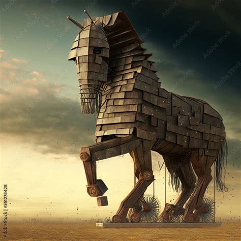 Concept art illustration of trojan horse Stock Illustration | Adobe Stock