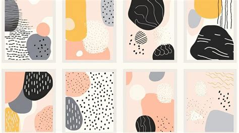 Premium Ai Image Set Of Eight Abstract Backgrounds Hand Drawn Various