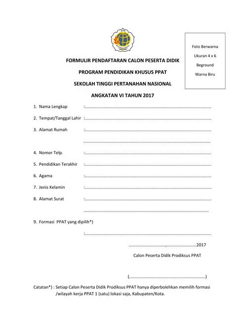 Pdf Formulir Pendaftaran Calon Peserta Didik Program Dokumen Tips