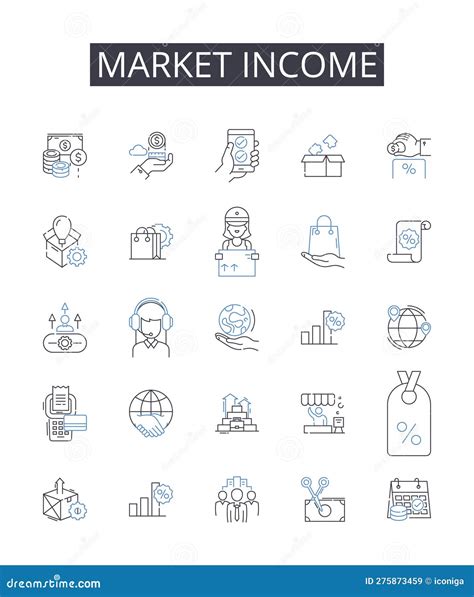 Market Income Line Icons Collection. Competition, Rivalry