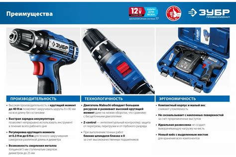 Дрель-шуруповерт ЗУБР Профессионал 12В + LED-фонарь, 2 АКБ 2Ач DL-121 ...