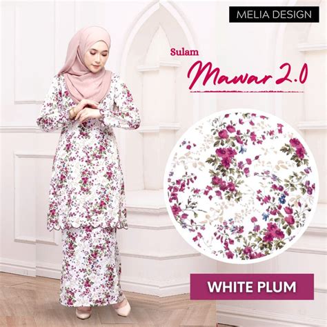 By Melia Design Baju Kurung Hot Viral 2024 Moden Riau Corak Bunga