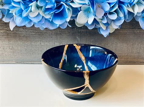 Kintsugi Bowl Kintsugi Blue Bowl Kintsugi Pottery - Etsy