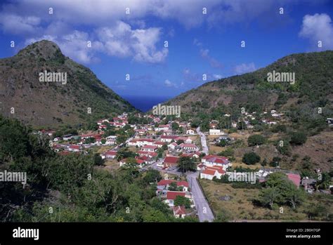 Netherlands Antilles Saba Island The Bottom Village Overview Stock