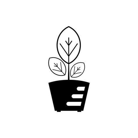 Icono De Planta En Maceta En Blanco Y Negro 11611580 Vector En Vecteezy