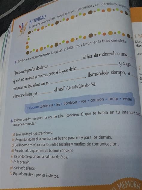 libro del catecismo nivel 8 página 56 tema 3 por favor ES URGENTE PARA