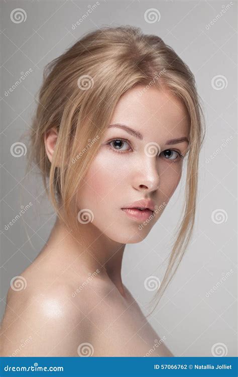 Beauty Portrait Of A Happy Half Naked Elderly Woman Stock Photo