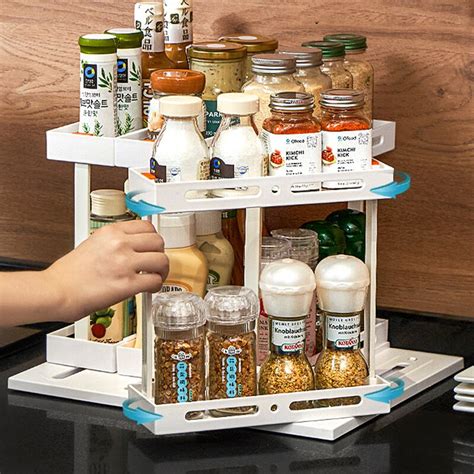 Multi função cozinha spice organizador rack de armazenamento rotativo