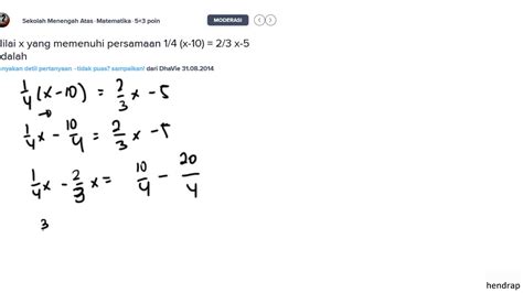 Contoh Soal Dan Pembahasan Nilai X Yang Memenuhi Persamaan