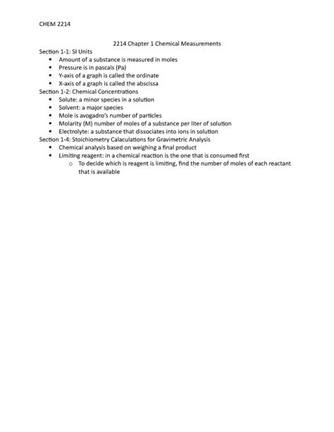 2214 Chapter 1 Chemical Measurements Chem 2214 2214 Chapter 1