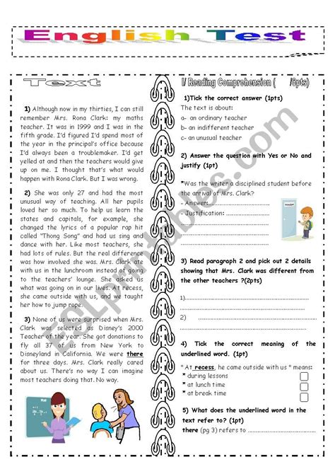 English Test Esl Worksheet By Saaidiyasmine