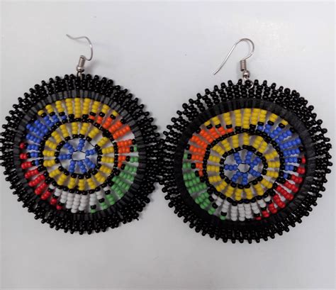 African Masai Beaded Earrings Beaded Earrings Circle Etsy