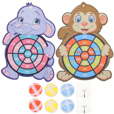 2 Sets Kids Dart Board Game Sticky Balls Indoor Dart Board Game Cartoon