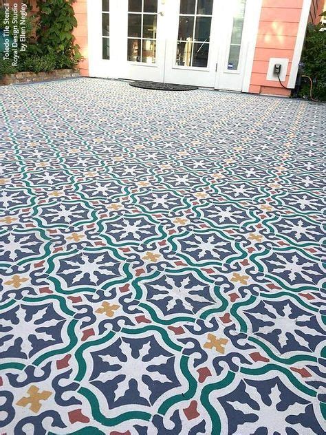 Toledo Tile Stencil In Paint Concrete Patio Patio Tiles