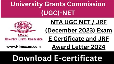 NTA UGC NET JRF December 2023 Exam E Certificate And JRF Award