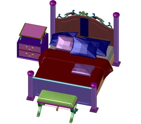 6x6 Bed Cot 3d View Has Been Given In This 2d Autocad Model Download