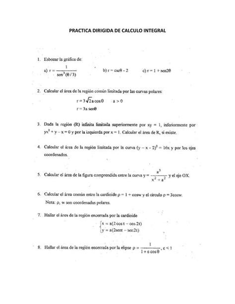 Práctica dirigida de cálculo integral áreas y volúmenes Study