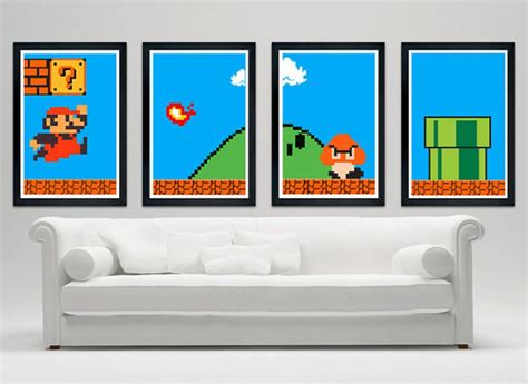 Super Mario Bros Custom Minimalistic Poster Set Etsy