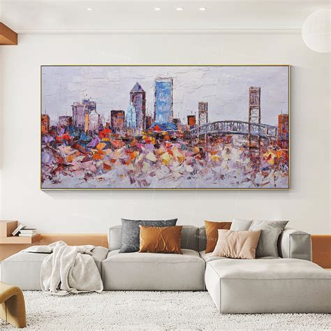 Jacksonville Florida Skyline Wall Art City Oil Painting on - Etsy