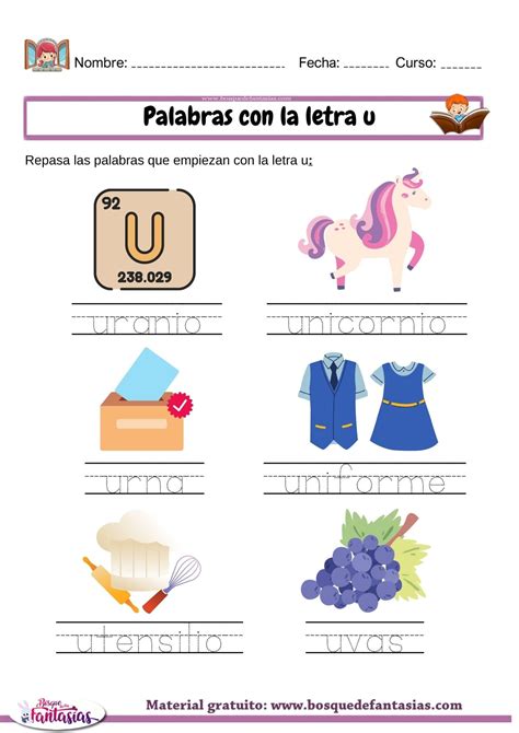Palabras Con La Letra U Actividades Y Ejemplos Para Niños