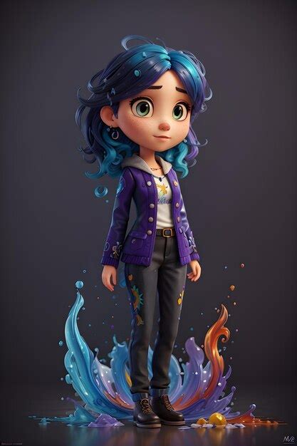 Personagem De Desenho Animado 3d De Menina Aquarela Criada Ia