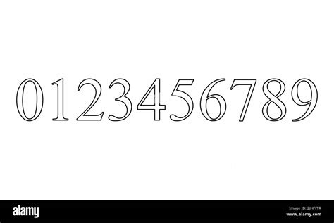 Numbers Set Illustration Black Outlines On White Background Stock