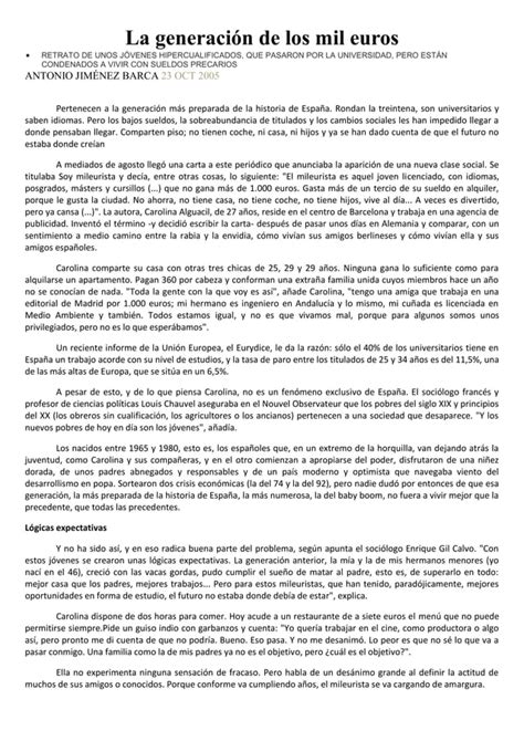 La Generación De Los Mil Euros Pdf