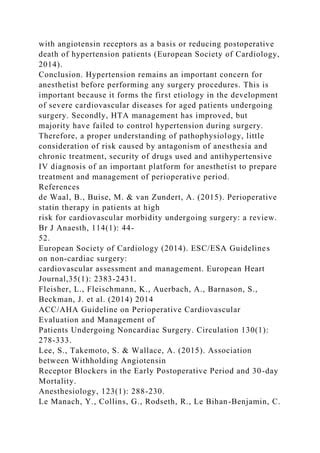 Running Head ANESTHESIA FOR PATIENTS WITH HYPERTENSION Docx