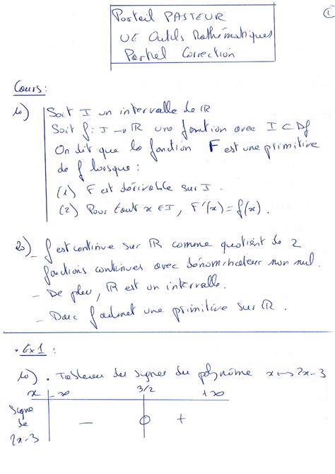 Correction Partiel Outils Maths Novembre Outils Math Matiques