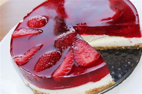 Cheesecake Con Gelatina De Fresas Sin Horno Cake Designs