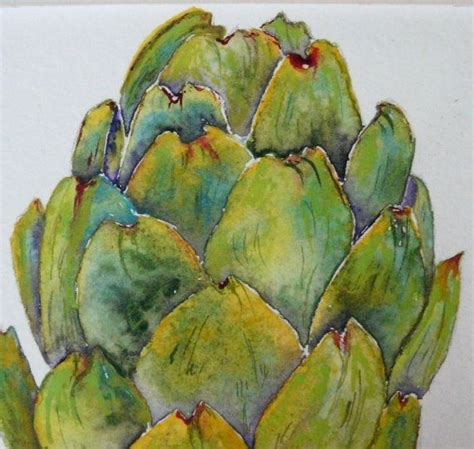 Original Watercolor Of Artichoke Etsy Original Watercolors Watercolor Painting Projects