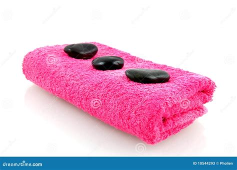 Pink Towel With Massage Stones Stock Image Image Of Towel Care 10544293